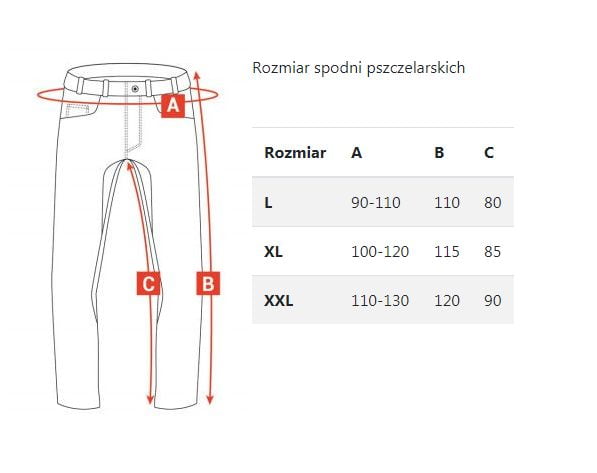 Rozmiar spodni pszczelarskich