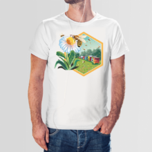 Koszulka męska t-shirt biały kwiat